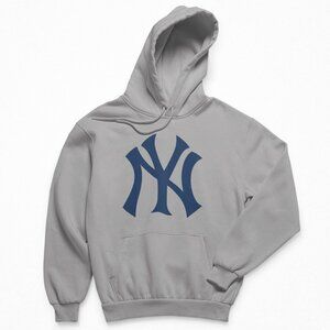 NEW York Yankees NY Team Color Pop Logo Fleece Pullover Hoodie GREY